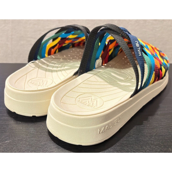MALIBU SANDALS Colony White EVA Rubber Rainbow Checkered Nylon Men\'s Size 13